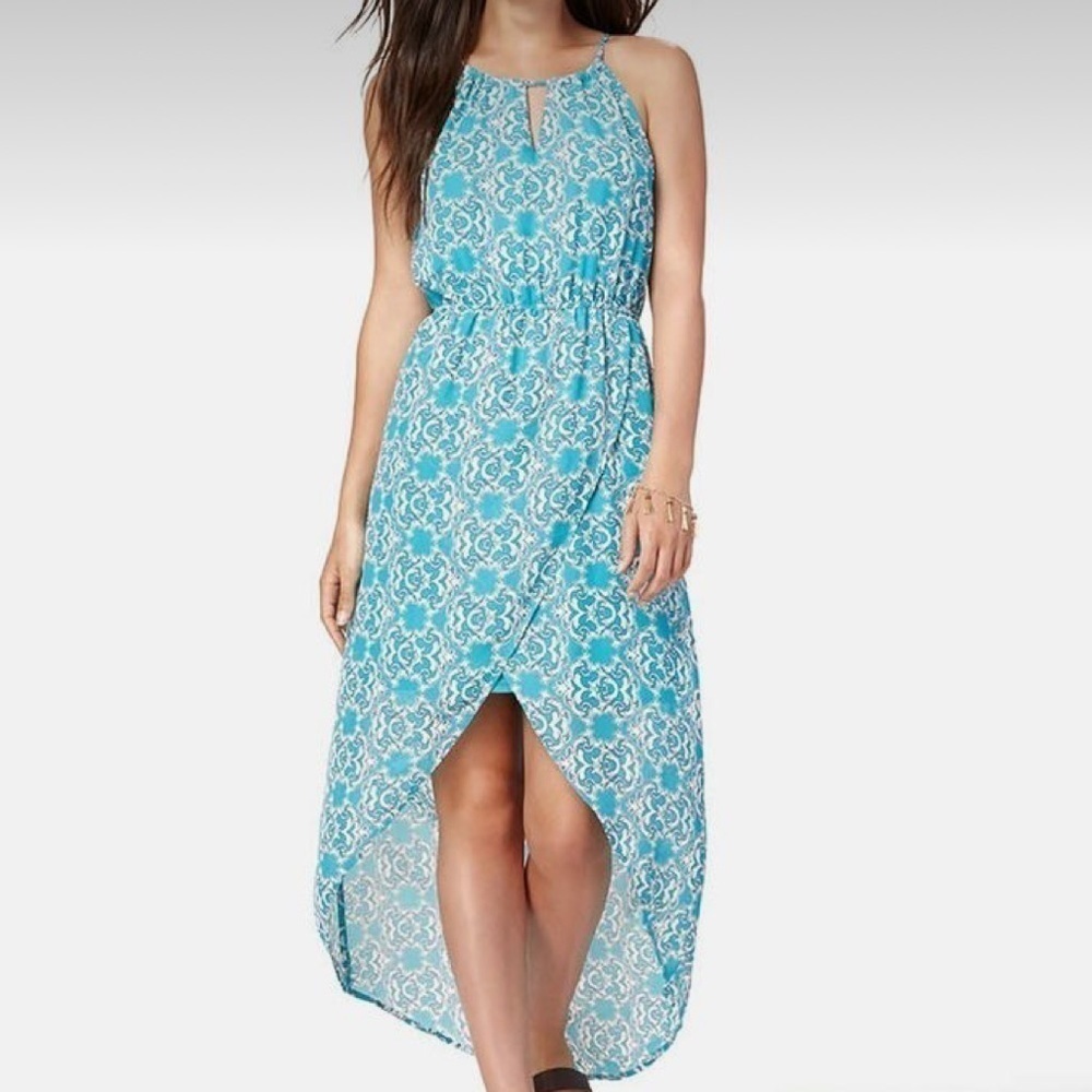 Charming Charlie Turquoise Maxi High to Low Sleeveless Dress Size Small